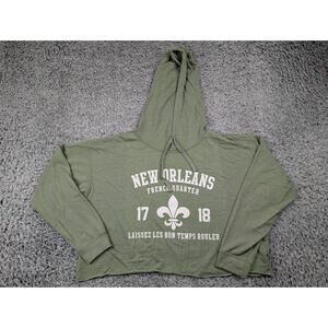 New Orleans Hoodie Women Large Green Destination Shirt French Quarter Pullover